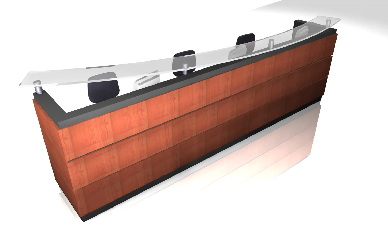 Mostrador de recepción con visor de vidrio